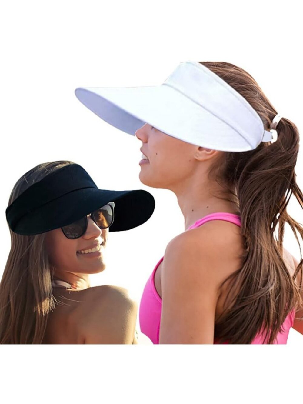 2PCS Wide Brim UV Protection Sun Visor Hat for Women - Stylish Golf & Beach Cap